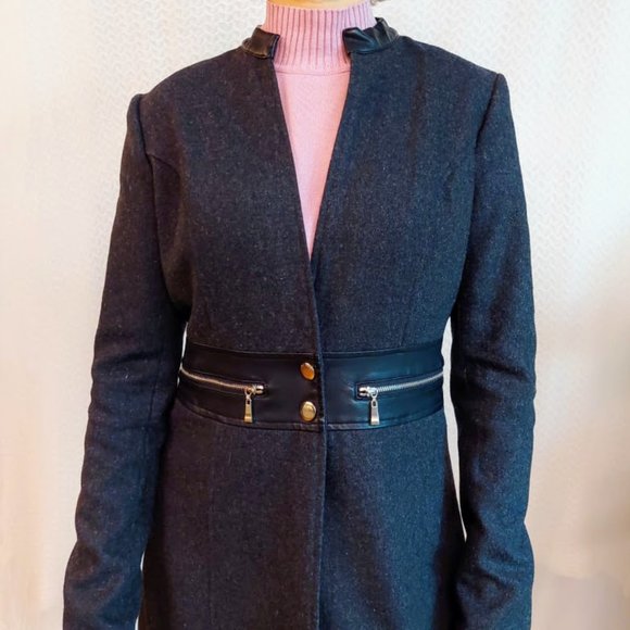 Dark Gray Wool-Blend Coat - Picture 6 of 14